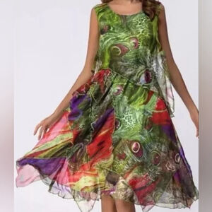 QinPei.er StyleWe midi dress, 100% silk sz.L. NWT. (#1514).beautiful.